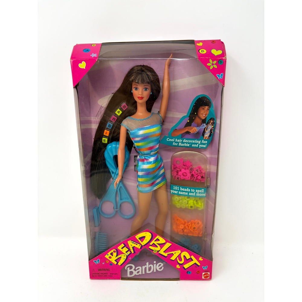 Vintage 1997 Bead Blast Barbie Doll Brunette Mattel 18891 NIB New